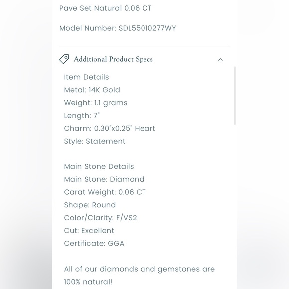 Sage Designs 14K Solid Gold Diamond Heart String Bracelet - Picture 5 of 5